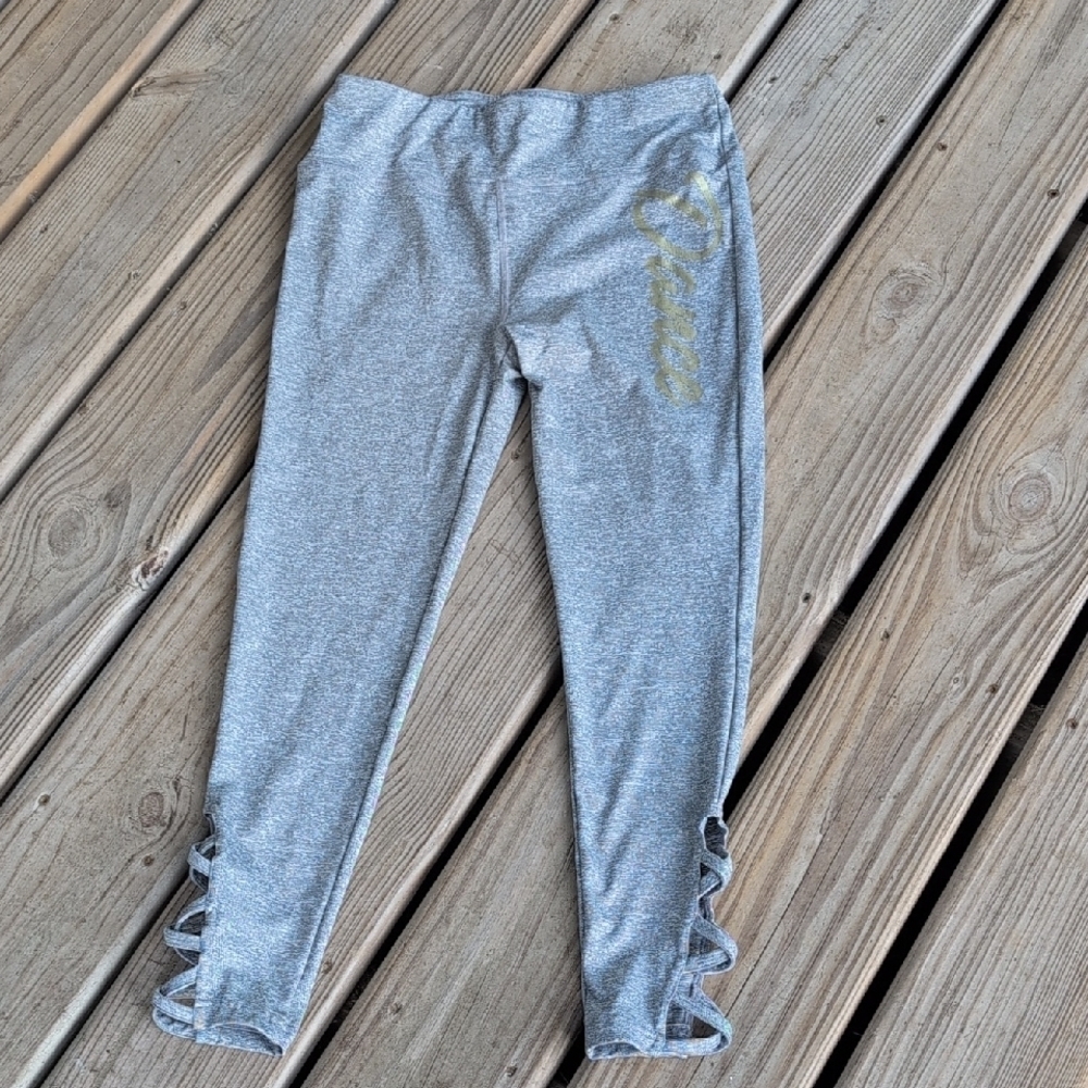 Justice Gray and Gold Leggings with Tapered Design